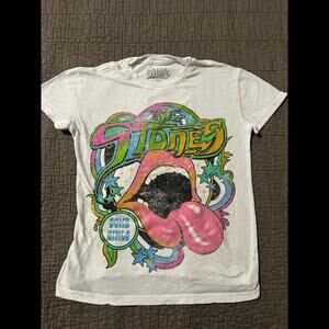 Rolling Stones Shirt Women XS White The Stones Some Girls Logo Short Sleeve Top